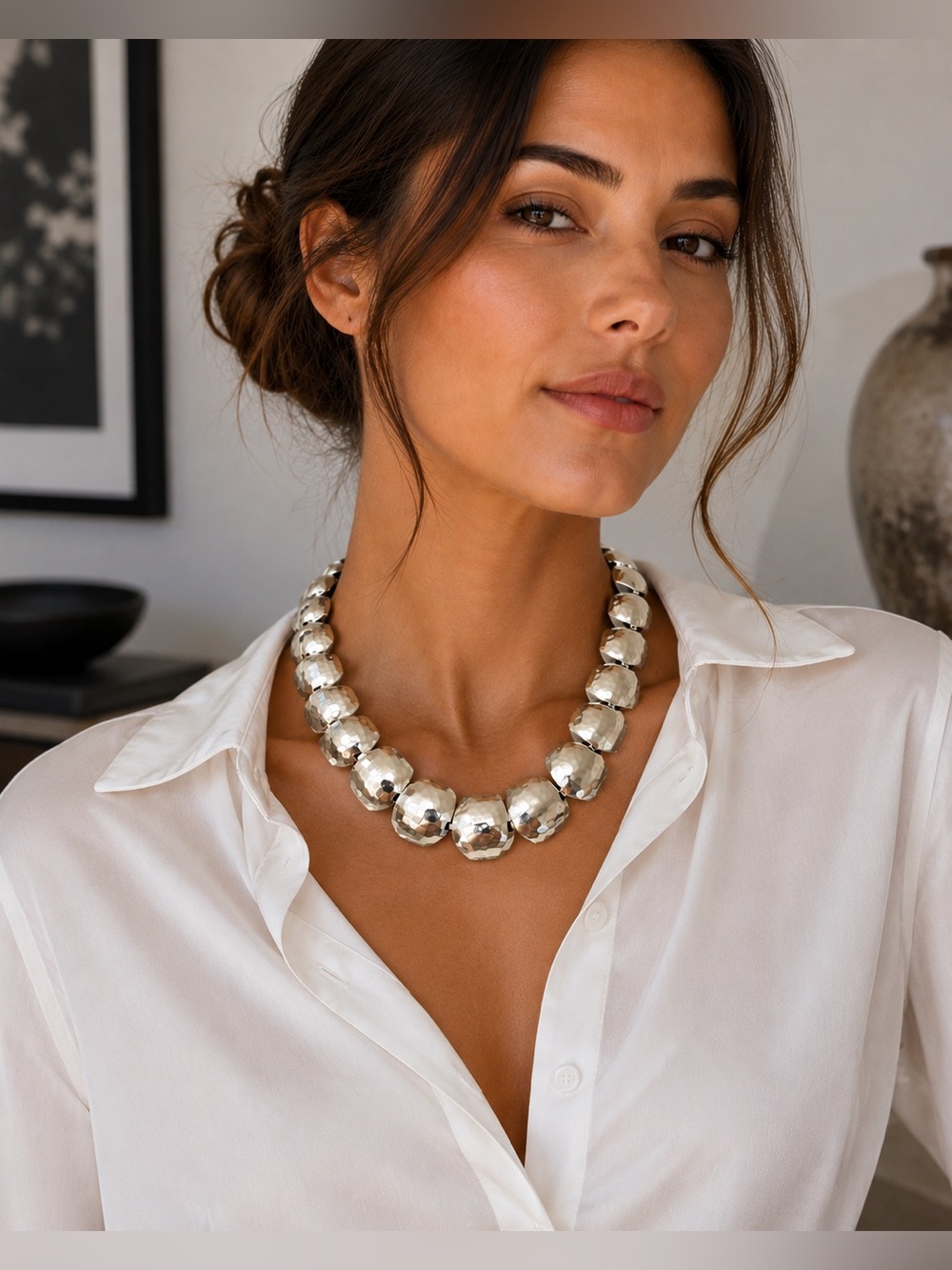 Silver Statement Link Necklace - Women Jewelry